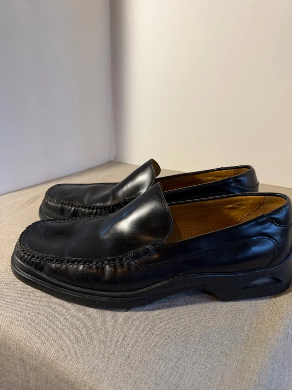 Cole Haan Nike Air Santa Barbara Men's Black Leather Slip-On Loafers 12M New